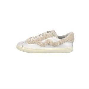 Stuart Weitzman Women's Daryl Leather Fur Trim Sneakers Shoes Size: 8.5B